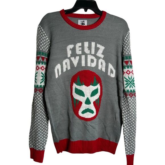 OMG SO UGLY New "Feliz Navidad" Knit Christmas Sweater Size M - Picture 1 of 4